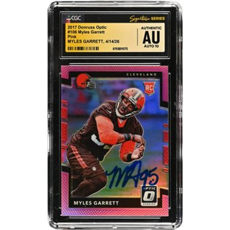 Myles Garrett Cleveland Browns Autographed 2017 Donruss Optic #106 CGC Fanatics Witnessed Authenticated AUTO 10 Rookie Card