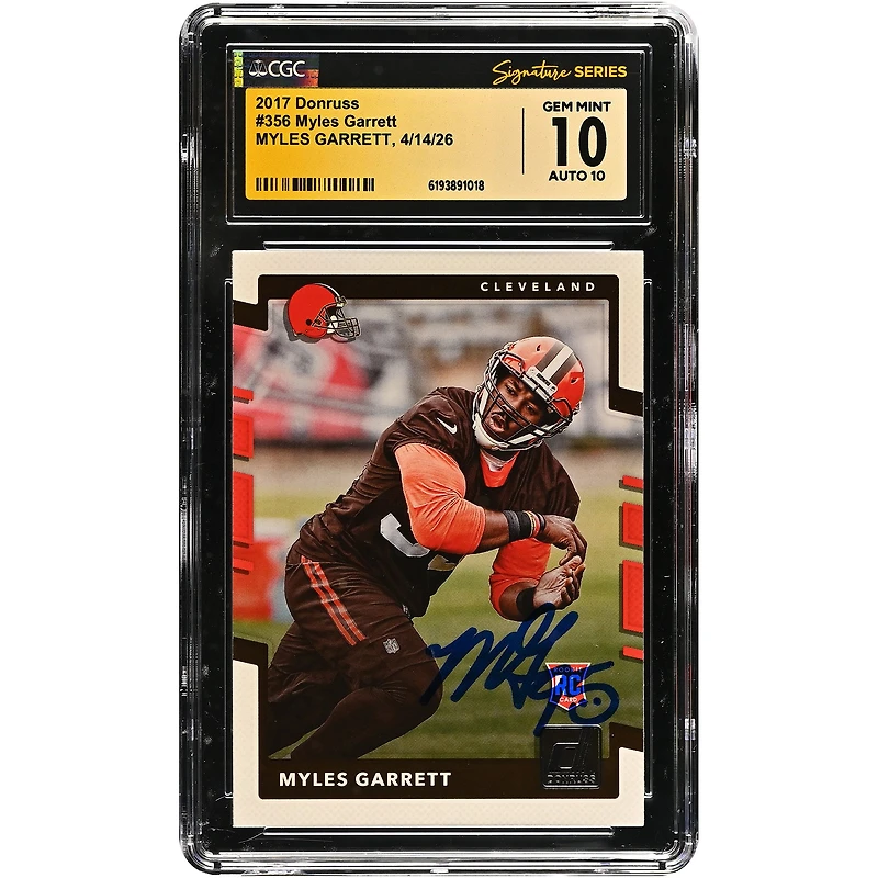 Myles Garrett Cleveland Browns Autographed 2017 Donruss #356 CGC Fanatics Witnessed Authenticated 10/10 Rookie Card