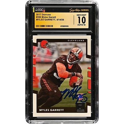 Myles Garrett Cleveland Browns Autographed 2017 Donruss #356 CGC Fanatics Witnessed Authenticated 10/10 Rookie Card