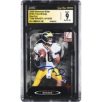 Tom Brady Michigan Wolverines Autographed 2000 Donruss Elite Die-Cut #183 CGC Fanatics Witnessed Authenticated 9/10 Rookie Card