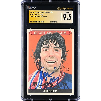Jim Craig US Hockey Autographed 2010 Sportkings Series D #167 CGC Fanatics Witnessed Authenticated MINT+ 9.5 Card