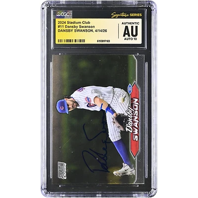 Dansby Swanson Chicago Cubs Autographed 2024 Stadium Club Chrome #11 CGC Fanatics Witnessed Authenticated AUTO 10 Card