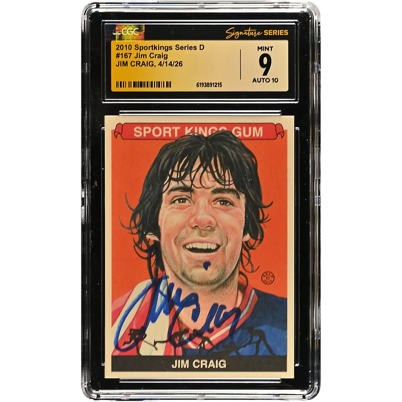 Jim Craig US Hockey Autographed 2010 Sportkings Series D #167 CGC Fanatics Witnessed Authenticated / Card