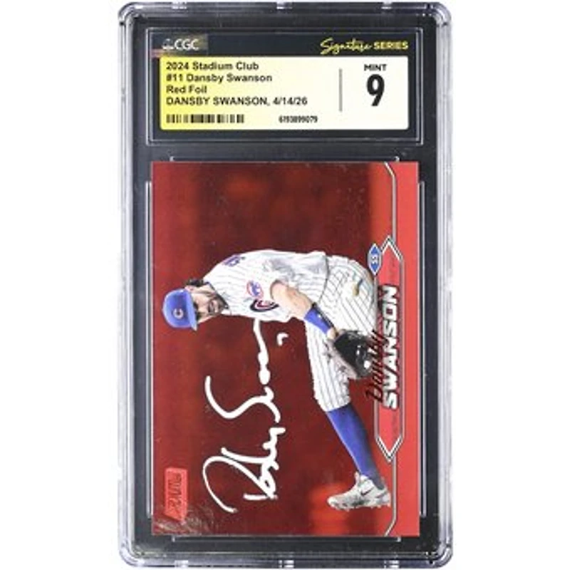 Dansby Swanson Chicago Cubs Autographed 2024 Stadium Club Red Foil #11 CGC Fanatics Witnessed Authenticated MINT 9 Card