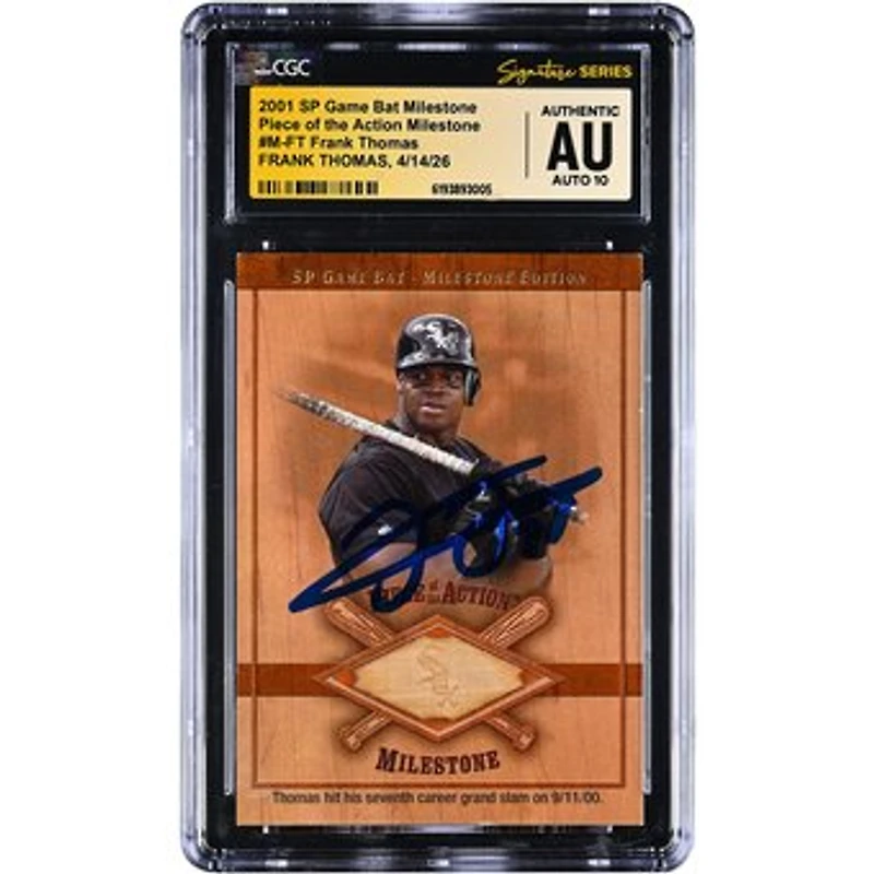 Frank Thomas Chicago White Sox Autographed 2001 SP Game Bat Milestone Piece of the Action Milestone Game-Used Bat Relic #M-FT CGC Fanatics Witnessed Authenticated AUTO 10 Card