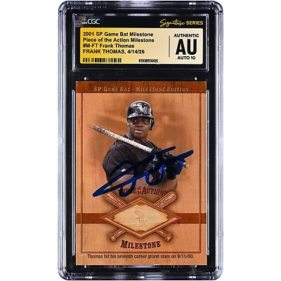 Frank Thomas Chicago White Sox Autographed 2001 SP Game Bat Milestone Piece of the Action Milestone Game-Used Bat Relic #M-FT CGC Fanatics Witnessed Authenticated AUTO 10 Card