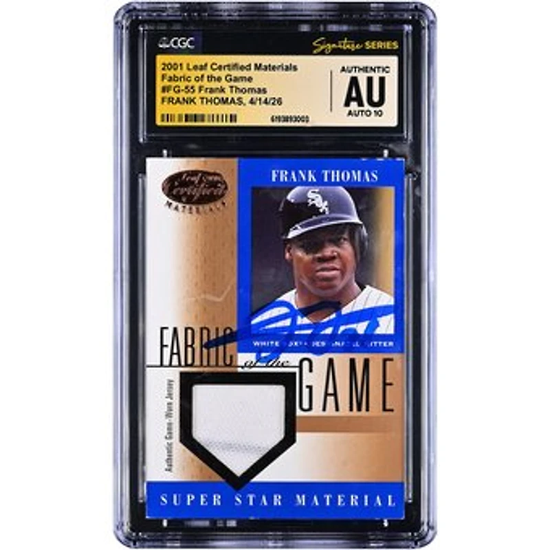 Frank Thomas Chicago White Sox Autographed 2001 Leaf Certified Materials Fabric of the Game Game-Worn Relic #FG-55 CGC Fanatics Witnessed Authenticated AUTO 10 Card
