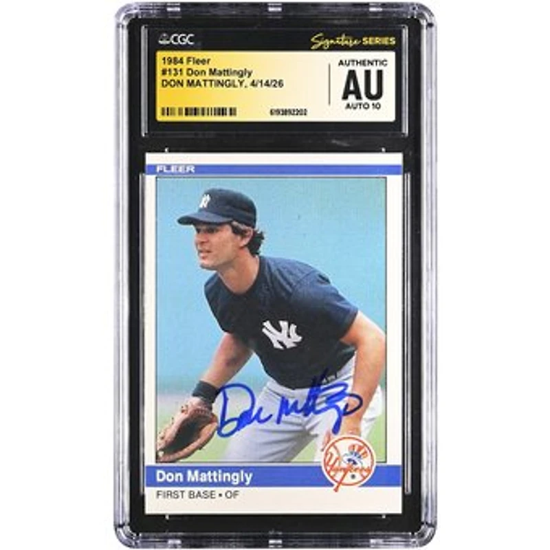 Don Mattingly New York Yankees Autographed 1984 Fleer #131 CGC Fanatics Witnessed Authenticated AUTO 10 Rookie Card