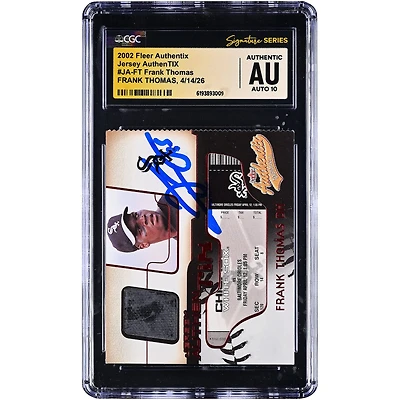 Frank Thomas Chicago White Sox Autographed 2002 Fleer Authentix Jersey AuthenTIX Game-Worn Jersey Relic #JA-FT CGC Fanatics Witnessed Authenticated AUTO 10 Card
