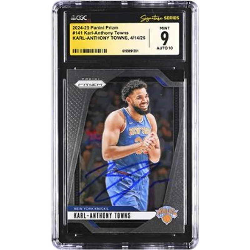 Karl-Anthony Towns New York Knicks Autographed 2024-25 Panini Prizm #141 CGC Fanatics Witnessed Authenticated 9/10 Card