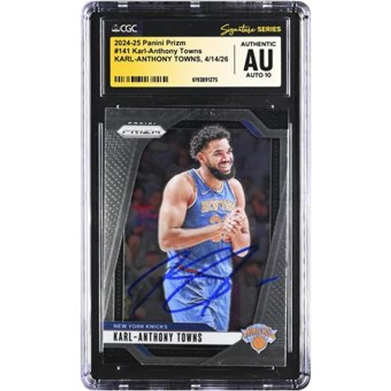 Karl-Anthony Towns New York Knicks Autographed 2024-25 Panini Prizm #141 CGC Fanatics Witnessed Authenticated AUTO 10 Card