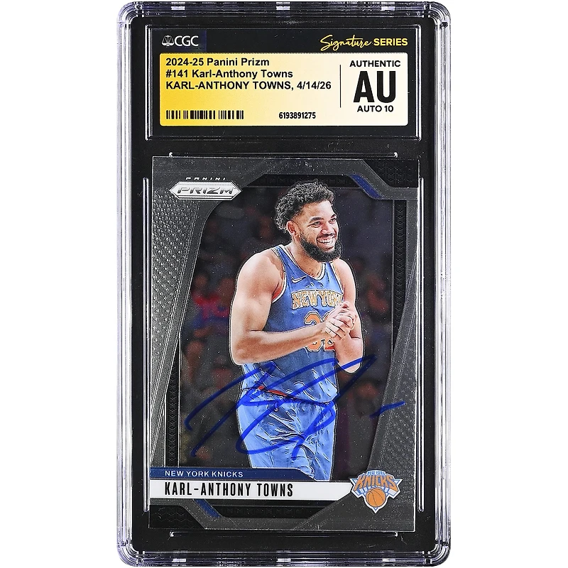 Karl-Anthony Towns New York Knicks Autographed 2024-25 Panini Prizm #141 CGC Fanatics Witnessed Authenticated AUTO 10 Card