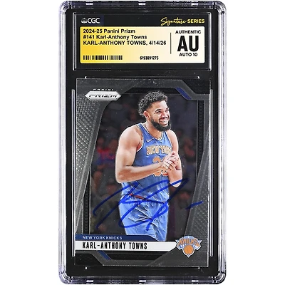 Karl-Anthony Towns New York Knicks Autographed 2024-25 Panini Prizm #141 CGC Fanatics Witnessed Authenticated AUTO 10 Card