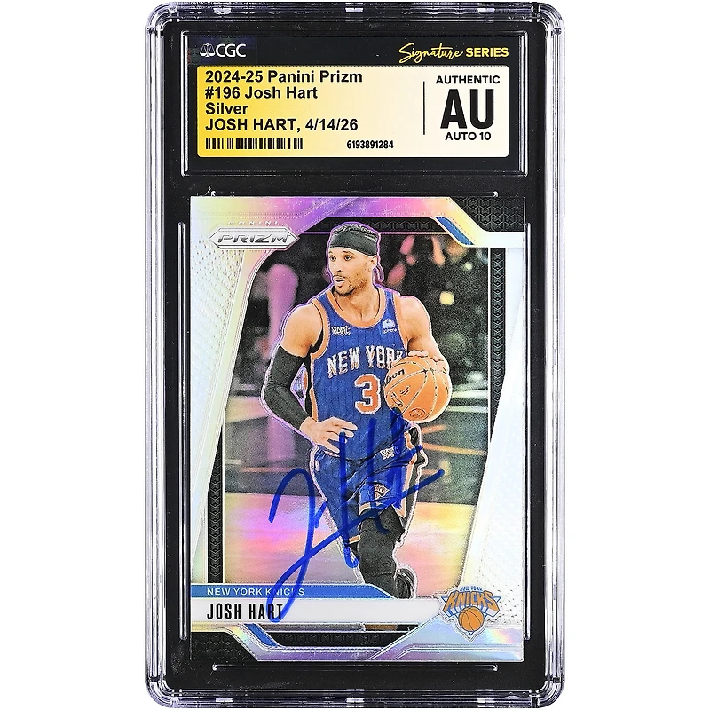 Josh Hart New York Knicks Autographed 2024-25 Panini Prizm Silver #196 CGC Fanatics Witnessed Authenticated AUTO 10 Card