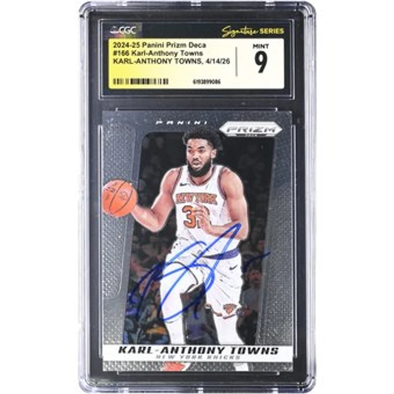 Karl-Anthony Towns New York Knicks Autographed 2024-25 Panini Prizm Deca #166 CGC Fanatics Witnessed Authenticated MINT 9 Card