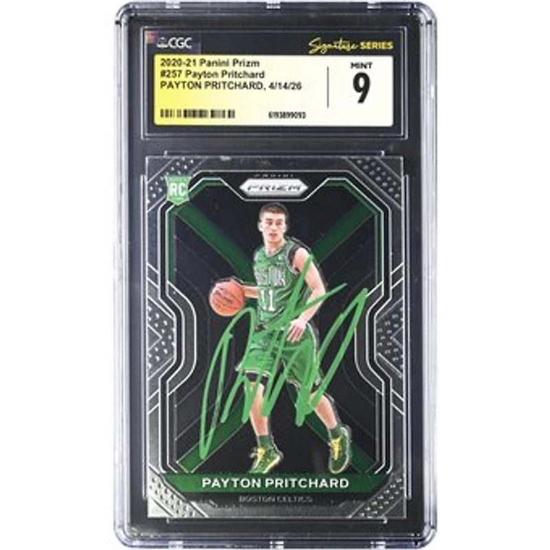 Payton Pritchard Boston Celtics Autographed 2020-21 Panini Prizm #257 CGC Fanatics Witnessed Authenticated MINT 9 Rookie Card