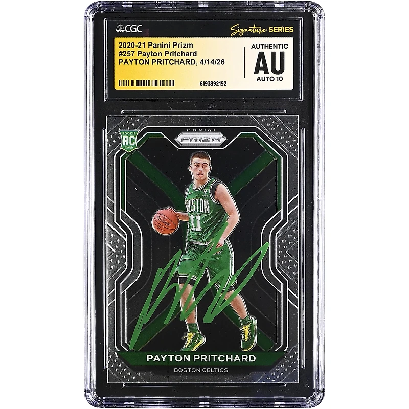 Payton Pritchard Boston Celtics Autographed 2020-21 Panini Prizm #257 CGC Fanatics Witnessed Authenticated AUTO 10 Rookie Card