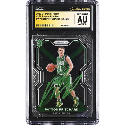 Payton Pritchard Boston Celtics Autographed 2020-21 Panini Prizm #257 CGC Fanatics Witnessed Authenticated AUTO 10 Rookie Card