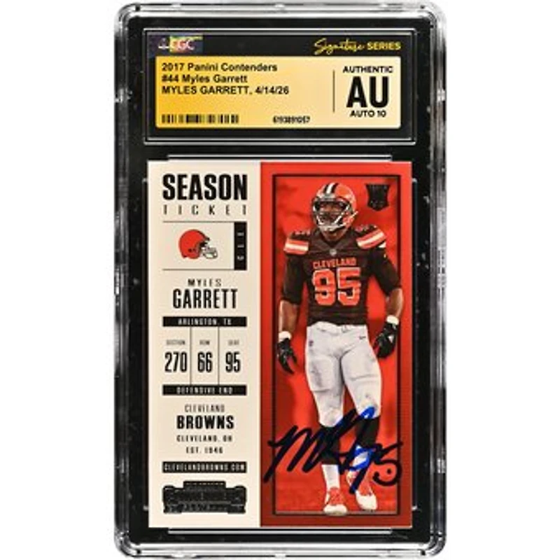 Myles Garrett Cleveland Browns Autographed 2017 Panini Contenders #44 CGC Fanatics Witnessed Authenticated AUTO 10 Rookie Card