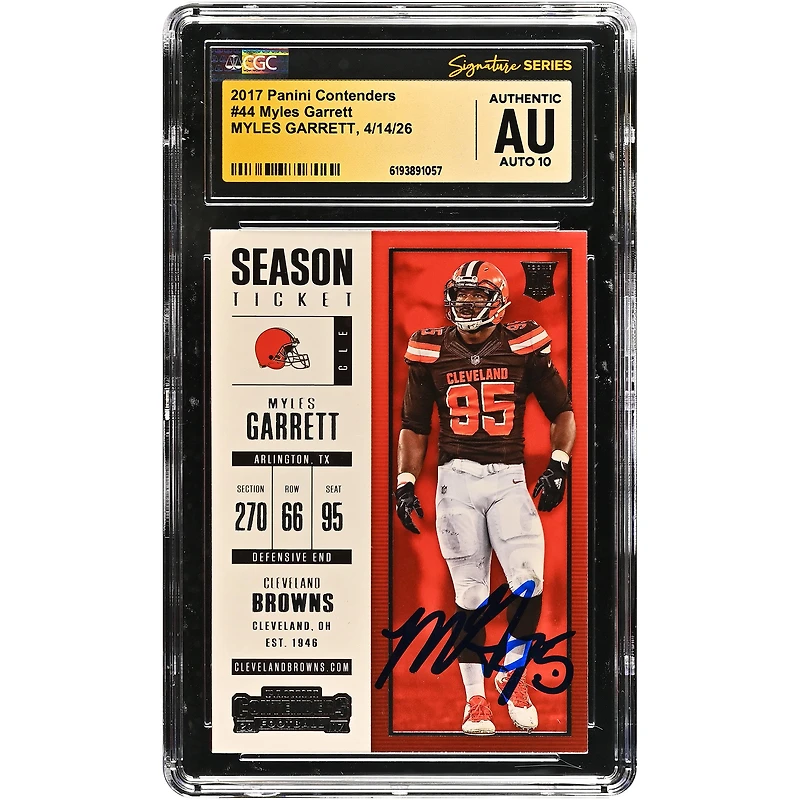Myles Garrett Cleveland Browns Autographed 2017 Panini Contenders #44 CGC Fanatics Witnessed Authenticated AUTO 10 Rookie Card