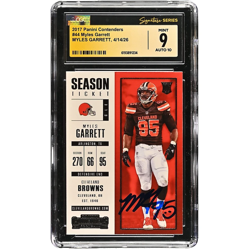 Myles Garrett Cleveland Browns Autographed 2017 Panini Contenders #44 CGC Fanatics Witnessed Authenticated 9/10 Rookie Card