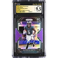 DeVonta Smith Philadelphia Eagles Autographed 2021 Panini Chronicles Prizm Black Purple #PB-8 #/199 CGC Fanatics Witnessed Authenticated 9.5/10 Rookie Card