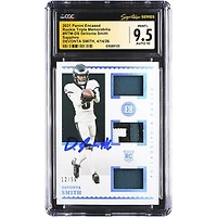 DeVonta Smith Philadelphia Eagles Autographed 2021 Panini Encased Rookie Triple Memorabilia Sapphire Relic #RTM-DS #/50 CGC Fanatics Witnessed Authenticated 9.5/10 Rookie Card