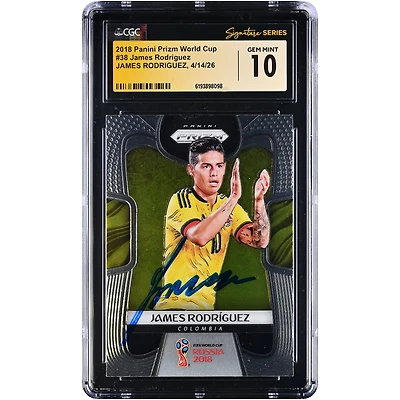 James Rodríguez Colombia National Team Autographed 2018 Panini Prizm World Cup #38 CGC Fanatics Witnessed Authenticated GEM MINT 10 Card