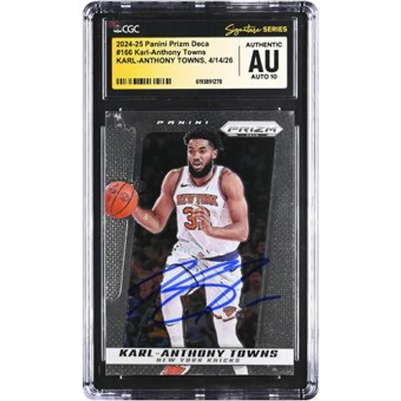 Karl-Anthony Towns New York Knicks Autographed 2024-25 Panini Prizm Deca #166 CGC Fanatics Witnessed Authenticated AUTO 10 Card