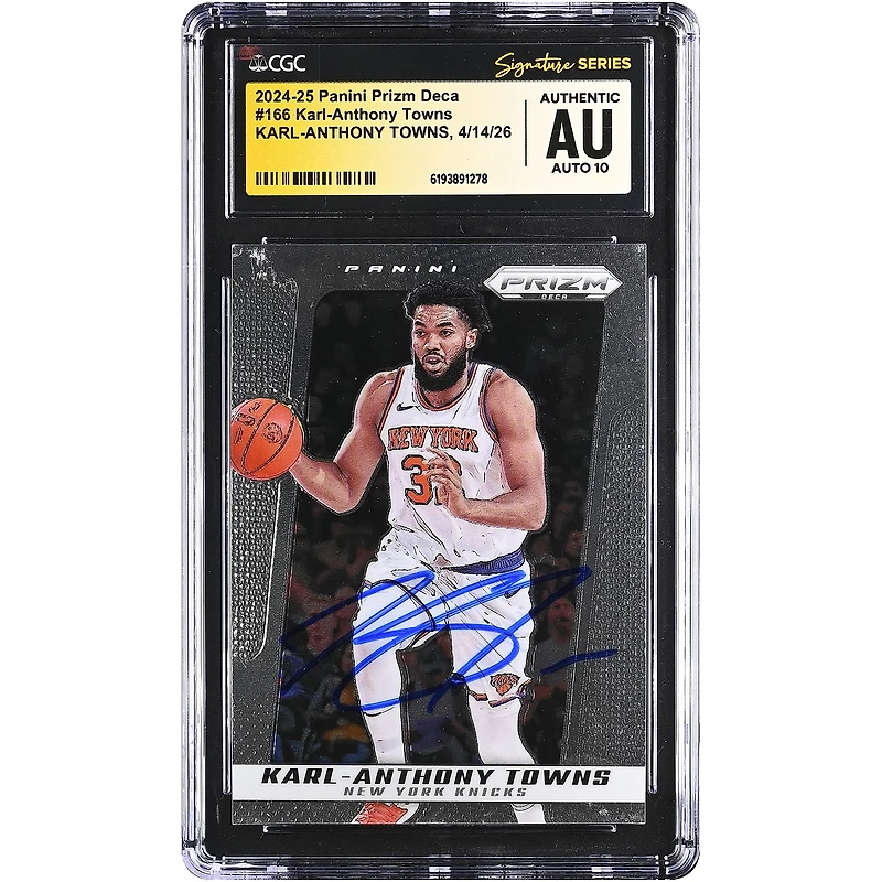 Karl-Anthony Towns New York Knicks Autographed 2024-25 Panini Prizm Deca #166 CGC Fanatics Witnessed Authenticated AUTO 10 Card