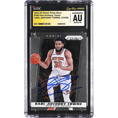 Karl-Anthony Towns New York Knicks Autographed 2024-25 Panini Prizm Deca #166 CGC Fanatics Witnessed Authenticated AUTO 10 Card