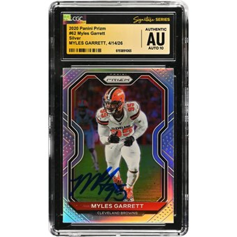 Myles Garrett Cleveland Browns Autographed 2020 Panini Prizm Silver #62 CGC Fanatics Witnessed Authenticated AUTO 10 Card