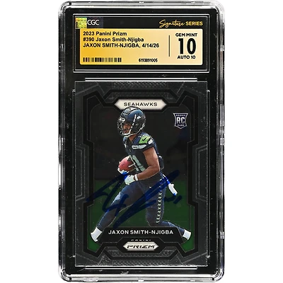 Jaxon Smith-Njigba Seattle Seahawks Autographed 2023 Panini Prizm #390 CGC Fanatics Witnessed Authenticated 10/10 Rookie Card