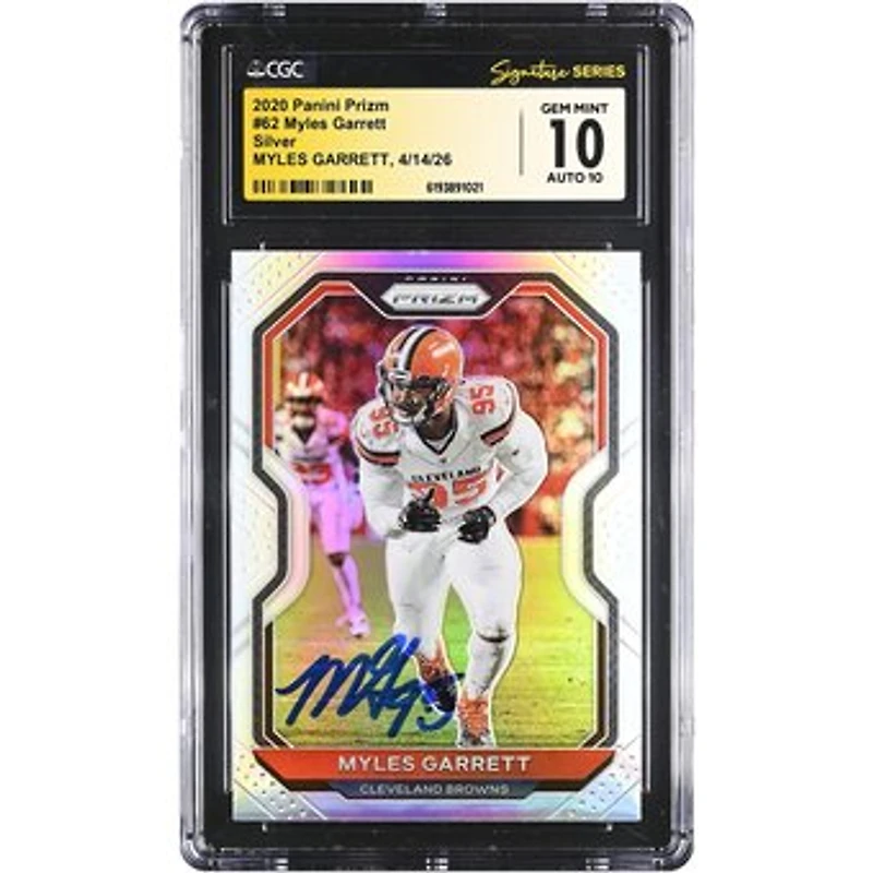 Myles Garrett Cleveland Browns Autographed 2020 Panini Prizm Silver #62 CGC Fanatics Witnessed Authenticated /10 Card