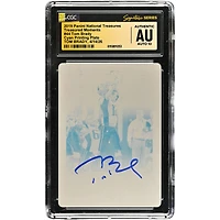 Tom Brady New England Patriots Autographed 2019 Panini National Treasures Cyan Printing Plate #44 #1/1 CGC Fanatics Witnessed Authenticated AUTO 10 Card