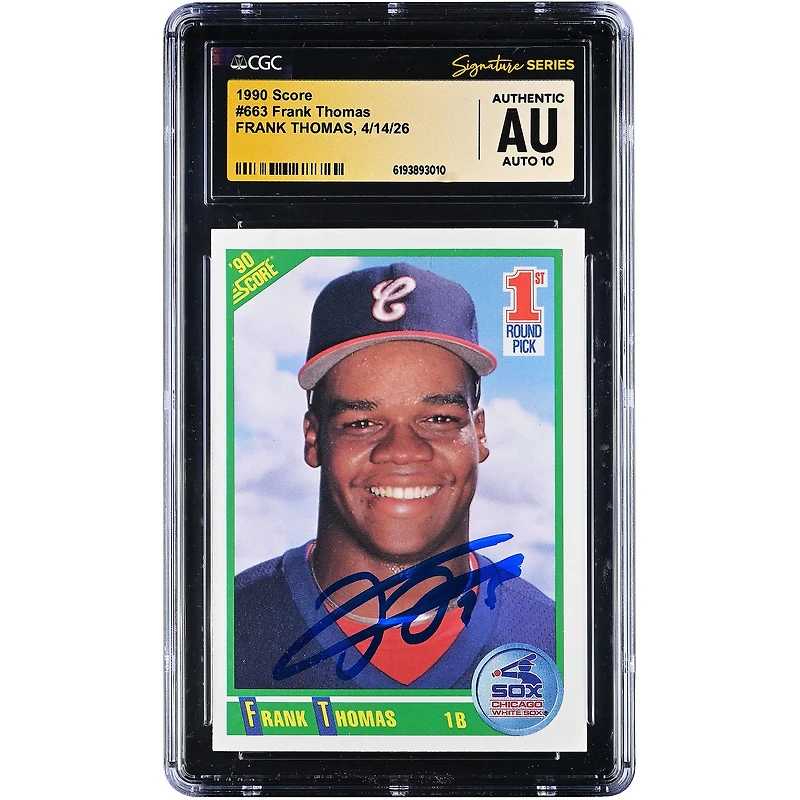 Frank Thomas Chicago White Sox Autographed 1990 Score #663 CGC Fanatics Witnessed Authenticated AUTO 10 Rookie Card