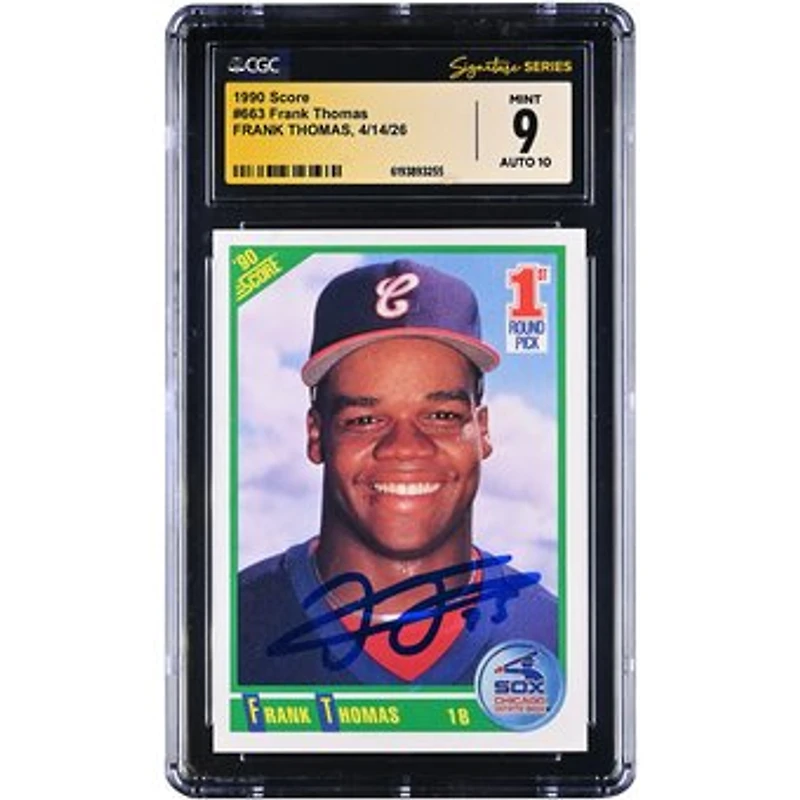 Frank Thomas Chicago White Sox Autographed 1990 Score #663 CGC Fanatics Witnessed Authenticated /10 Rookie Card