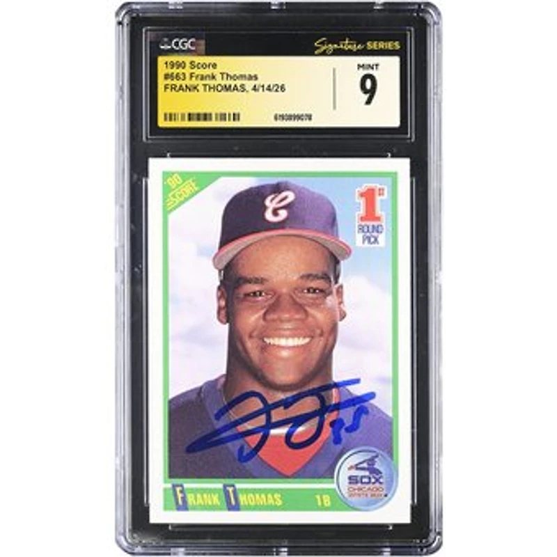 Frank Thomas Chicago White Sox Autographed 1990 Score #663 CGC Fanatics Witnessed Authenticated MINT 9 Rookie Card