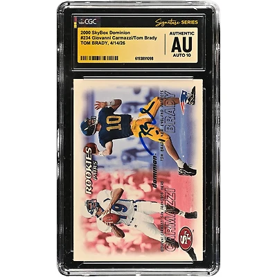 Tom Brady New England Patriots Autographed 2000 SkyBox Dominion #234 CGC Fanatics Witnessed Authenticated AUTO 10 Rookie Card