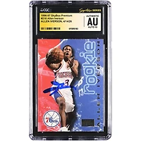 Allen Iverson Philadelphia 76ers Autographed 1996-97 SkyBox Premium #216 CGC Fanatics Witnessed Authenticated AUTO 10 Rookie Card