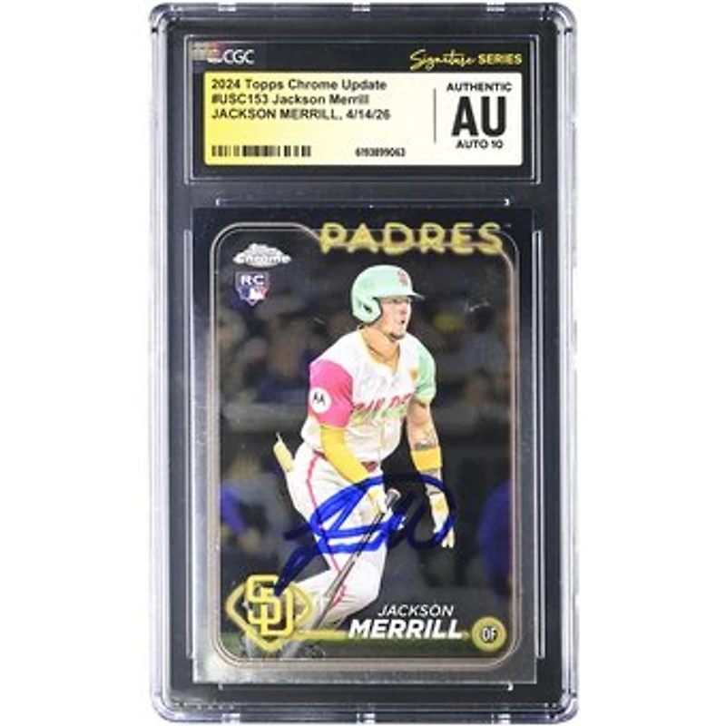 Jackson Merrill San Diego Padres Autographed 2024 Topps Chrome Update #USC153 CGC Fanatics Witnessed Authenticated AUTO 10 Rookie Card