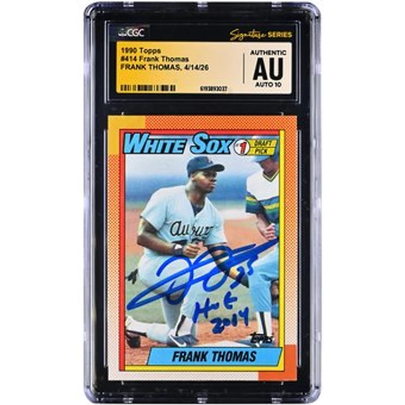 Frank Thomas Chicago White Sox Autographed 1990 Topps #414 CGC Fanatics Witnessed Authenticated AUTO 10 Rookie Card with "HOF 2014" Inscription