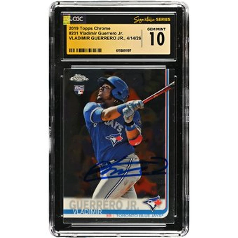 Vladimir Guerrero Jr. Toronto Blue Jays Autographed 2019 Topps Chrome #201 CGC Fanatics Witnessed Authenticated GEM MINT 10 Rookie Card