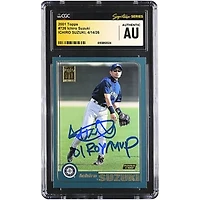 Ichiro Suzuki Seattle Mariners Autographed 2001 Topps #726 CGC Fanatics Witnessed Authenticated Rookie Card with "01 ROY/MVP" Inscription