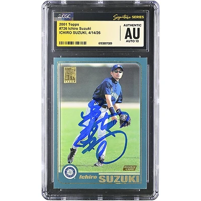 Ichiro Suzuki Seattle Mariners Autographed 2001 Topps Kanji #726 CGC Fanatics Witnessed Authenticated AUTO 10 Rookie Card