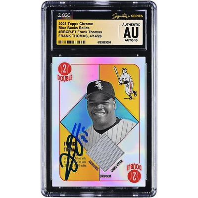 Frank Thomas Chicago White Sox Autographed 2003 Topps Chrome Blue Backs Relics Game-Worn Jersey Relic #BBCR-FT CGC Fanatics Witnessed Authenticated AUTO 10 Card