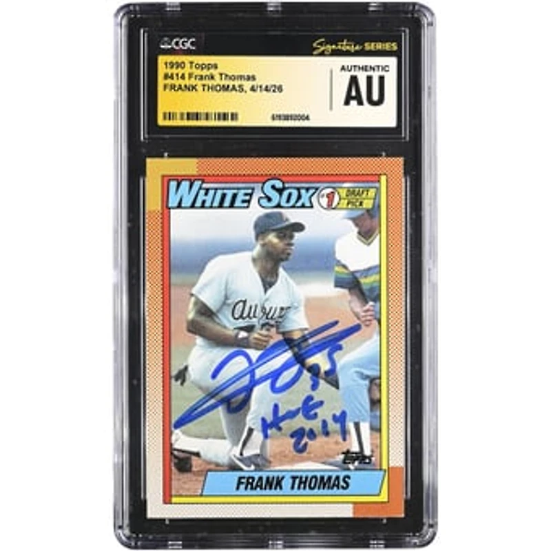 Frank Thomas Chicago White Sox Autographed 1990 Topps #414 CGC Fanatics Witnessed Authenticated Rookie Card with "HOF 2014" Inscription