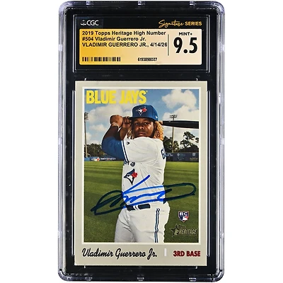Vladimir Guerrero Jr. Toronto Blue Jays Autographed 2019 Topps Heritage High Number #504 CGC Fanatics Witnessed Authenticated MINT+ 9.5 Rookie Card