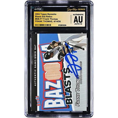 Frank Thomas Chicago White Sox Autographed 2004 Topps Bazooka Blasts Bat Relics Game-Used Bat Relic #BB-FT CGC Fanatics Witnessed Authenticated AUTO 10 Card