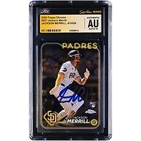 Jackson Merrill San Diego Padres Autographed 2024 Topps Chrome #207 CGC Fanatics Witnessed Authenticated AUTO 10 Rookie Card
